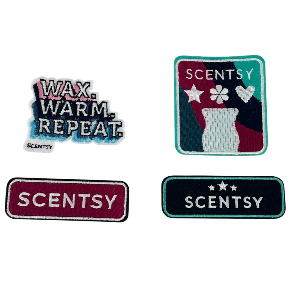 Scentsy Embroidered Patch Lot of 4 Wax Warm Repeat Logo Iron On Multi Color